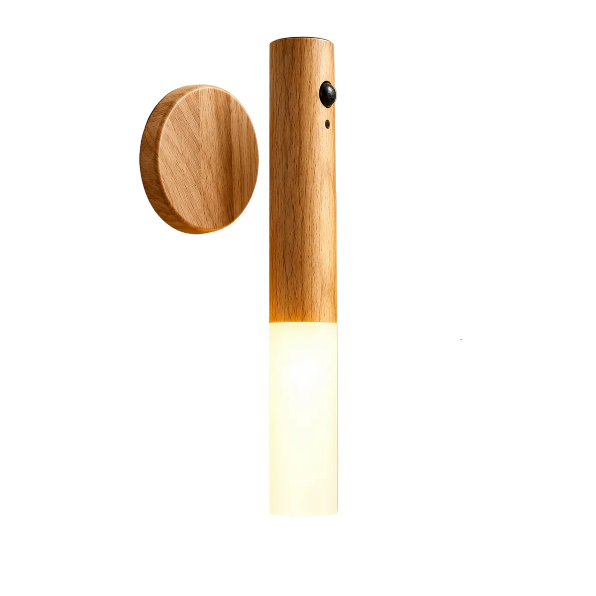Motion sensor wooden LED wall night light with warm illumination